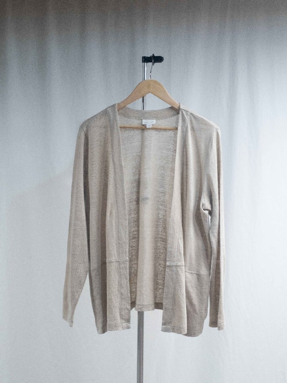 J. Jill Love Linen 100% Linen Beige Open Front Cardigan Beachy Boho Sweater